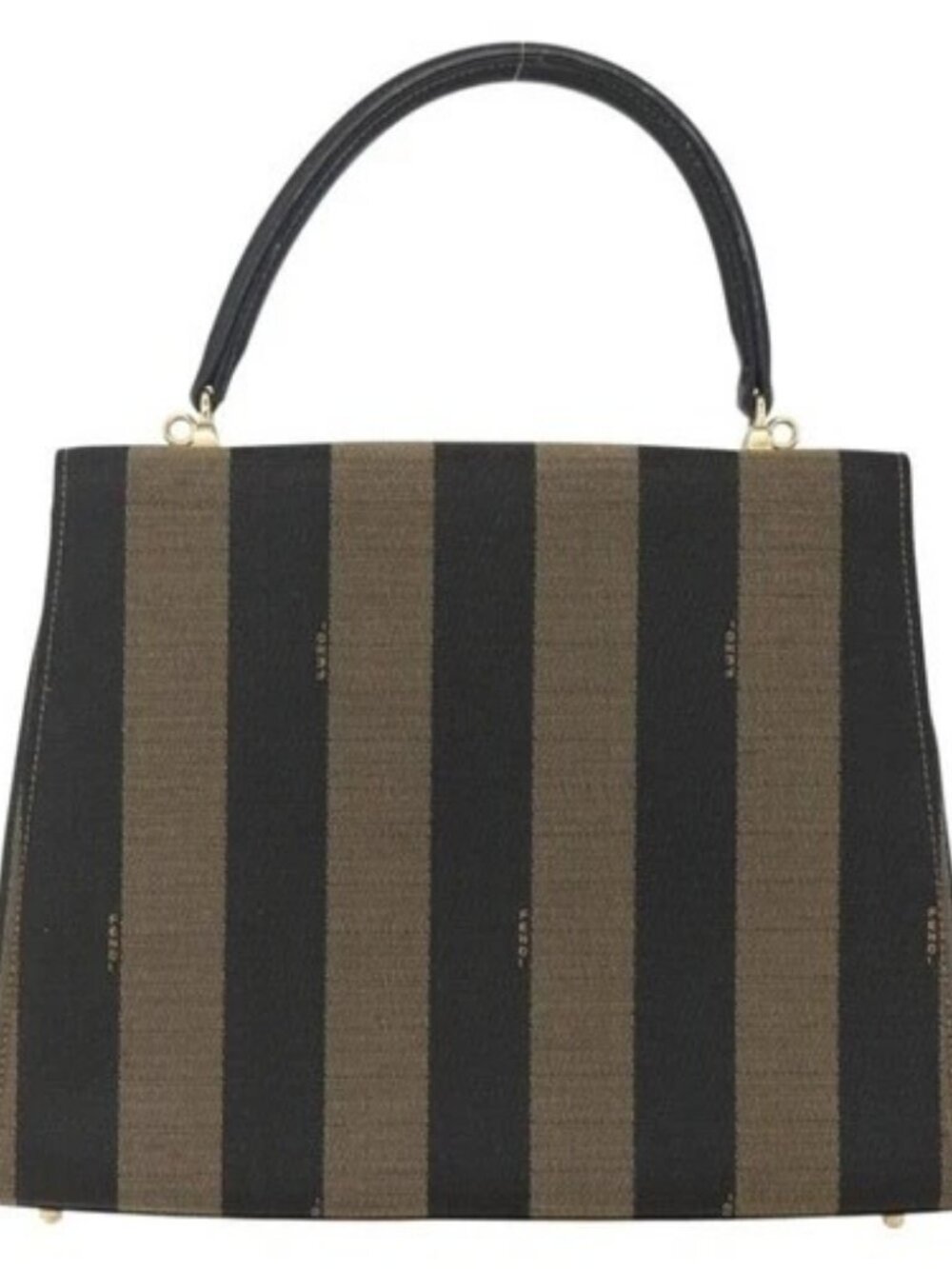 FENDI Pecan Canvas Hand Bag Black Brown gold Auth 165003 - Picture 2 of 16